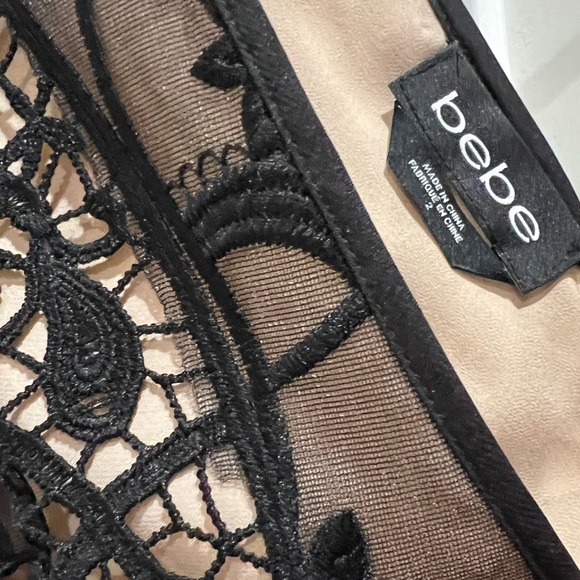 NWOT RARE Bebe Plunging Neckline Lace Overlay Dress Sz 2 - Picture 5 of 5